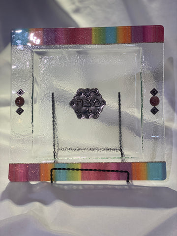Lily Israel Glass Matzah Plate