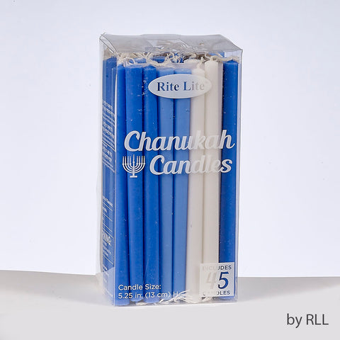 Deluxe Chanukah Candles - Assorted Blue, Light Blue & White
