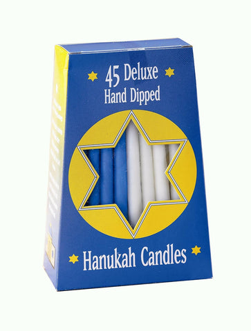 Biedermann & Sons Deluxe Hand-Dipped Blue and White Hanukah Candles, Set of 45