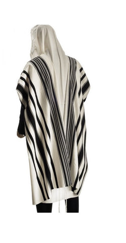 Talitnia Prima AA Tallit Premium Pure Wool Prayer Shawl - Black Stripes