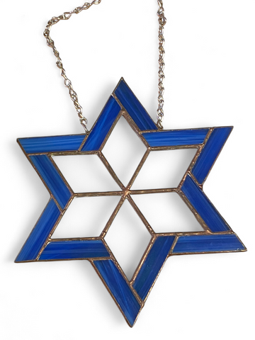 Stained Glass Star of David - Royal Blue