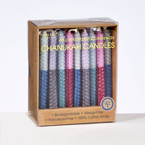 Chanukah Candles-Multi Colors 2 Tone Honeycomb Beeswax