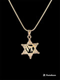 Star of David Necklace with Clear Crystals & Chai Center