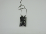 Torah on Black Enamel Medallion necklace