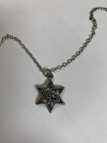 Silver Woven Star of David Necklace