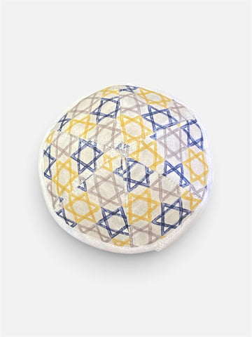 Kippah - Children's Blue Gold White Star of David