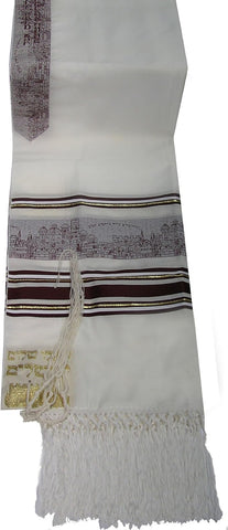 Jerusalem Rayon Maroon/Gold Tallit
