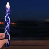 Blue & White Flat Beeswax Havdalah Candle