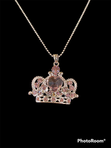 Silver Crown with Pink stones