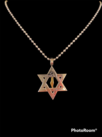 Gold & Silver Star Of David Pendant and Chain