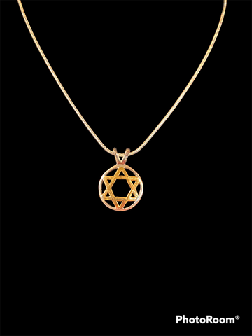 Gold Star Of David in a Silver Pendant