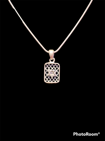 Webbed Square Star Of David Pendant
