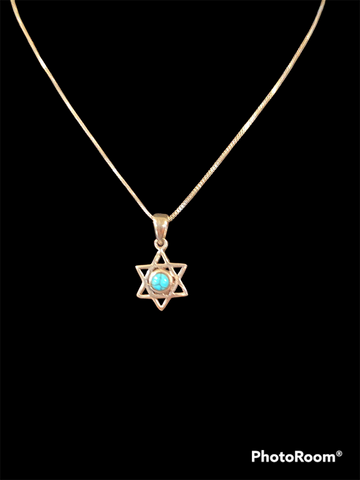 Sterling Silver Star of David Pendant with Turquoise Stone