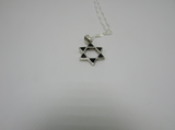 Small 925 Sterling Silver Black Enamel Star of David Pendant and Chain Necklace