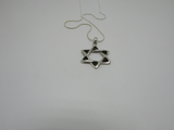 Sterling Silver Star of David with Black Enamel Inlay and Silver Chain