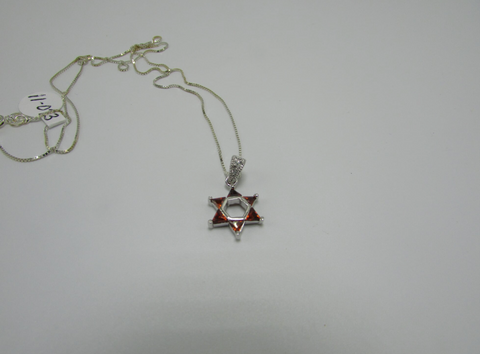 Star Of David with ruby CZ stone