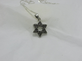 Vintage Star of David Pendant with Black Crystal Stones