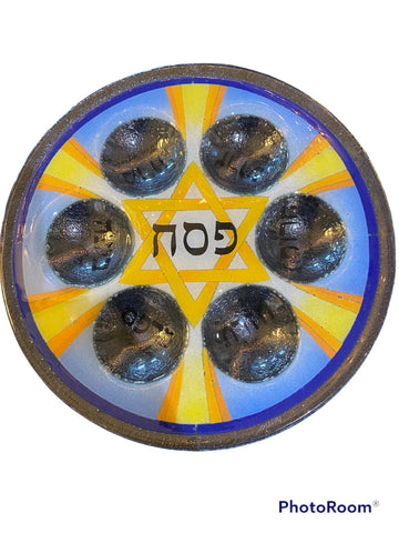 Round Glass Star of David Seder Plate